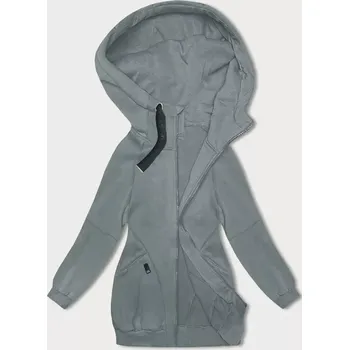 Šedozelená volná dlouhá dámská mikina se stahovacími lemy (AMG-332A) odstíny zelené XXL (44)