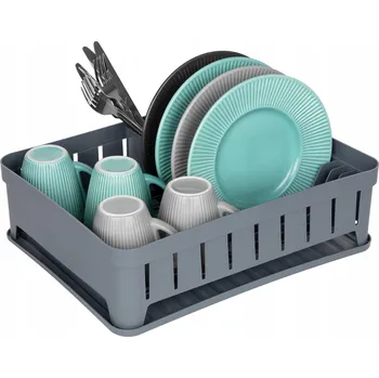 Odkapávač na nádobí VELKÝ OBDÉLNÍKOVÝ ODKAPÁVAČ NA NÁDOBÍ S TÁCEM A ODKAPÁVAČEM NA PŘÍBORY c.s