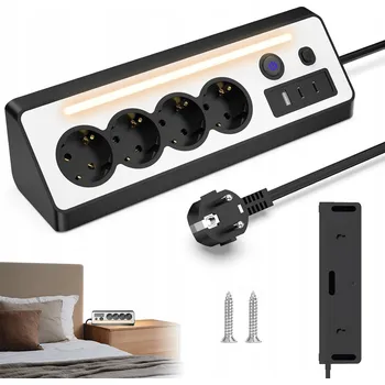 Napájecí kabel Prodlužovací Kabel lištový Bedee 1,5 m, 4 ks zásuvek, černý