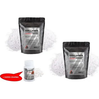 Kloubní výživa AKCE Collagen Hovězí a Vepřový VALKNUT 2x500 g + dárek zdarma +dárek zdarma Vitamin C s šípkem (60 kapslí)