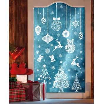 GuircaBílé vánoční samolepky na okna - elektrostatické