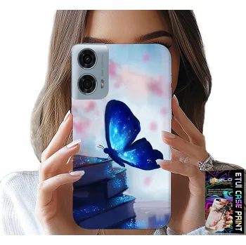 Pouzdro na mobilní telefon POUZDRO PRO MOTOROLA G34 5G - MODRÝ MOTÝLEK, MOTÝL, DÁMSKÉ
