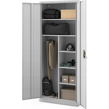 Ložnice JAN NOWAK Vysoká kovová úklidová Skříň na mop a úklidové prostředky BOZP DAWID H220 Šedá