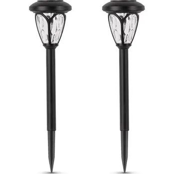 Venkovní osvětlení 2 ks Zahradní solární lampa LED lucerna, 40cm, zapichovací, RGB, s vyměnitelnou baterií