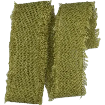 Stuha Stuha bavlněná VILLAGE SOUL Olive olivově zelená 40mm x 2m (12,-Kč/m) (Stuha bavlněná, olivově zelená, oboustranná, s třásnitými okraji)