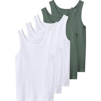 Chlapecké tričko esmara® Chlapecký nátělník, 5 kusů (bílá/zelená, 146/152)