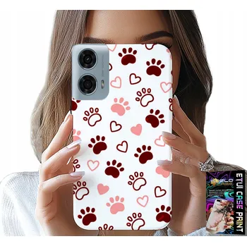Pouzdro na mobilní telefon POUZDRO PRO MOTOROLA MOTO G35 - PSÍ TLAPKY NA BÍLÉM POZADÍ, PES, KOČKA, MEDVÍDEK