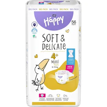 jednorázová plena Plenky Bella Happy 4+ Maxi Plus 9-15 kg 56 ks