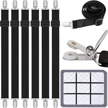 Prostěradlo 6X NASTAVITELNÉ KLIPY NA PROSTĚRADLO NAPÍNÁKY SPONY UPEVŇOVACÍ GUMIČKY 65-240CM