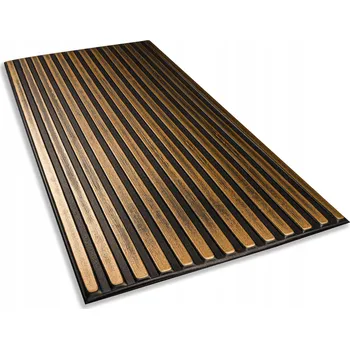 Obklad Nástěnný panel lamely 3D 50x100 cm imitace dřeva zlatý dub černý XPS