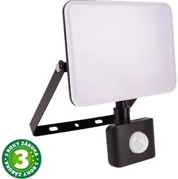 Prémiový bezrámový LED reflektor s čidlem pohybu černý, 30W, 2760lm, denní, 3 roky