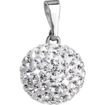Stříbrný přívěsek s krystaly Swarovski bílý kulatý 34080.1
