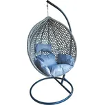 AKCE Šedé závěsné křeslo TROPIKAL se stojanem a šedým polštářem II. jakost