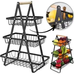 Třípatrový koš na ovoce a zeleninu PATERA, černý