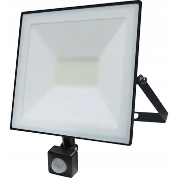 LED halogenový reflektor s čidlem VOLTENO 50W 6500K IP65 ČERNÝ, studená bílá