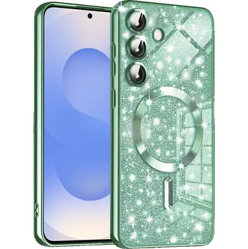 Pouzdro na mobilní telefon Techsuit Luxury Glitter MagSafe pro Samsung Galaxy S25 světle zelená