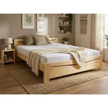 Postel Manželská postel TK 03 - masiv borovice Rozměr: 140x200, Odstín: Borovice přírodní
