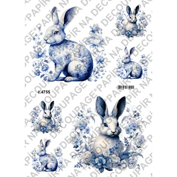 Výtvarný papír Rýžový a soft papír na decoupage - Velikonoce modré - KB4755 Materiál: Soft, Rozměr: A4