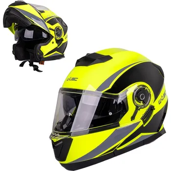 Helma na motorku W-tec Výklopná přilba Banelmeda (Barva: šedo-černo-fluo žlutá, Velikost: XXL (63-64))