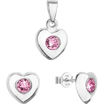 Souprava šperků Evolution Group s.r.o. Sada šperků s krystaly Swarovski náušnice a přívěsek růžové srdce 39176.3