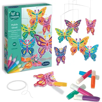 kreativní sada Závěsný vitrážový kolotoč Motýli