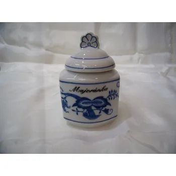 Dóza na potraviny Cibulák kořenka s víčkem a nápisem Majoránka 0,20 l Dubí, cibulový vzor