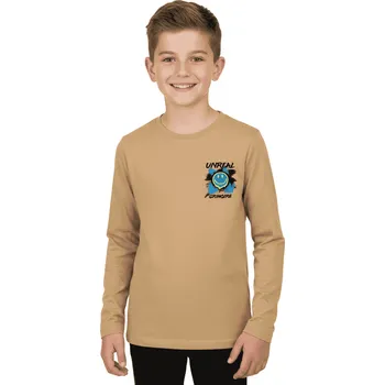 Dětská móda CHLAPECKÉ TRIČKO S DLOUHÝM RUKÁVEM SMAJLÍK ZIMA26 Barva: Béžová, Velikost: 158