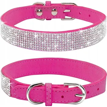 Obojek pro psa OBOJEK PRO PSA KOČKU RŮŽOVÝ KŘIŠŤÁLY LEHKÝ XS