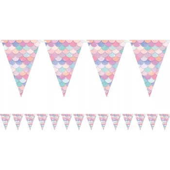 Girlanda s vlaječkami Mořská panna, délka 5 m, na narozeninovou oslavu s motivem mořské panny