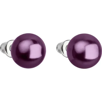 Náušnice Evolution Group s.r.o. Náušnice bižuterie s perlou fialové kulaté 71070.3