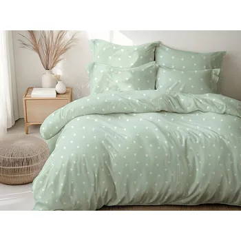 Povlečení Ložní povlečení bavlněné Stanex Srdíčka mint (LS434), 140 x 200 + 90 x 70, Zip