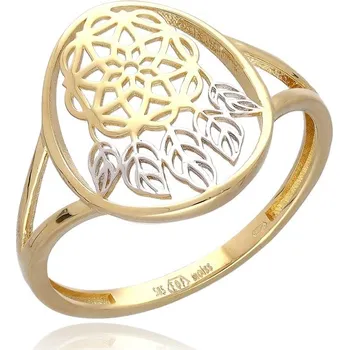 Prsten MOISS prsten ze žlutého zlata MANDALA BICOLOR