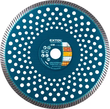úhlová bruska Diamantový turbo kotouč na suché/mokré řezání EXTOL INDUSTRIAL Fast Cut 230x22,2 mm