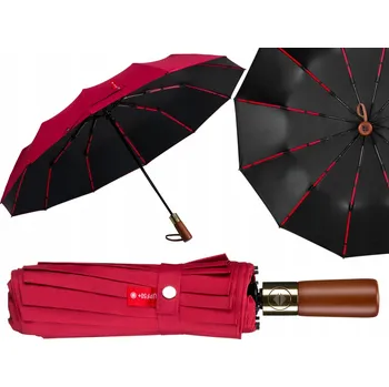 Peterson automatický skládací deštník s pouzdrem, červený