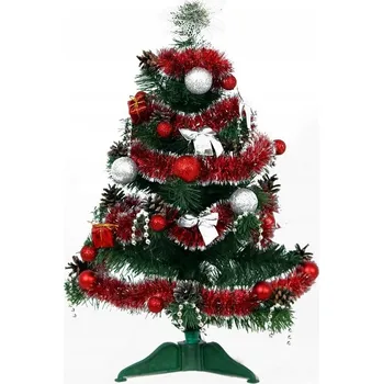 Vánoční dekorace Dekorační organza stříbrná s motivem vánočních stromků 35 cm