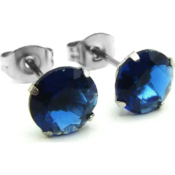 Náušnice RajSperku Náušnice z Chirurgické oceli s kamínkem 0,7 cm tmavě modré NS260109 dárkové balení zdarma