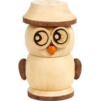Kořenka Solnička Sova dřevěná (Dřevěná pepřenka nebo solnička do kuchyně)