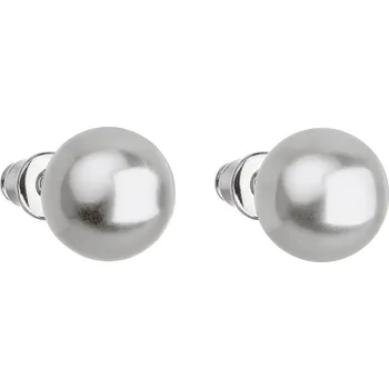 Náušnice Evolution Group s.r.o. Náušnice bižuterie s perlou světle šedé kulaté 71070.3