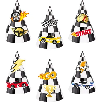 Party dekorace Párty čepice Race On na narozeniny, sada 6 ks