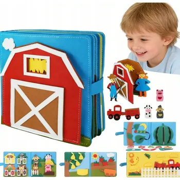 Hračka pro nejmenší Montessori Senzorická Manipulační Knížka - Vzdělávací Tabule Hračka