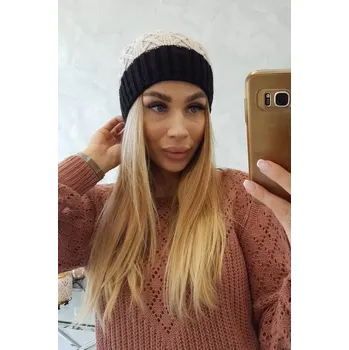 Čepice Bibiana fleecová čepice K264 černá+béžová UNI