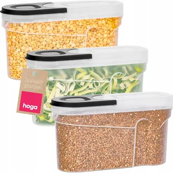 Dóza na potraviny KUCHYŇSKÁ NÁDOBA NA SYPKÉ POTRAVINY MOUKU CUKR RÝŽI S DÁVKOVAČEM 1,3L 3X