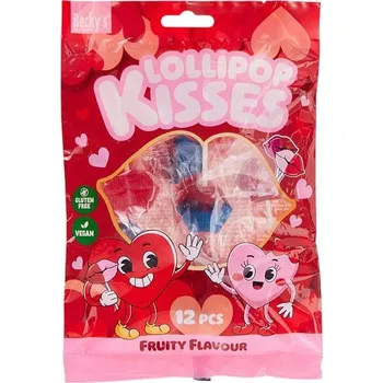 Bonbon Becky's Kisses lízátka ve tvaru pusinek s příchutí jahody a třešně 96 g