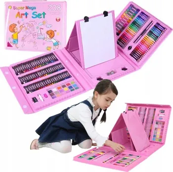 Výtvarná sada Výtvarná sada na malování v kufříku 208 ks růžová