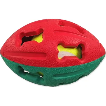 Hračka pro psa Míček Dog Fantasy gumový rugby tenisákem mix barev 12,5 cm