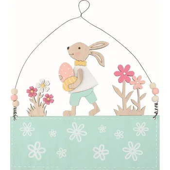 Velikonoční dekorace Dekorace Zajíc v tyrkysové 22 x 19 x 1 cm na zavěšení