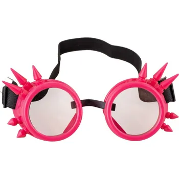 Karnevalový doplněk Brýle steampunk s ostny růžové