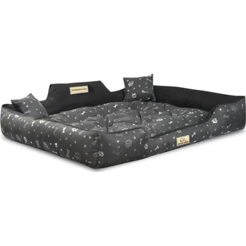 Pelíšek pro psa JAKS Voděodolný pelíšek pro psa stříbrné kosti Kingdog Pelíšek velikosti: 75 x 65 cm + Vyberte si dárek z obrázku