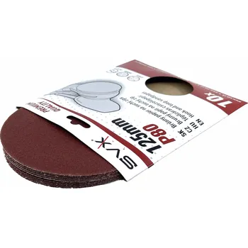 Brusný papír SVX Brusný papír na suchý zip – kotouč 125 mm P80 - 10 ks