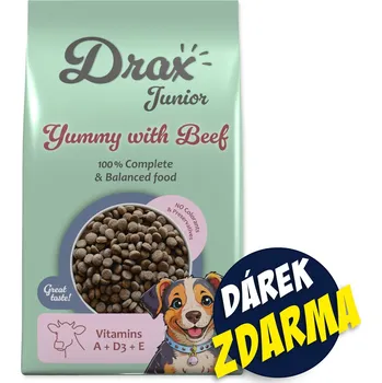 Krmivo pro psa Krmivo Drax Junior s hovězím 10+3 kg ZDARMA